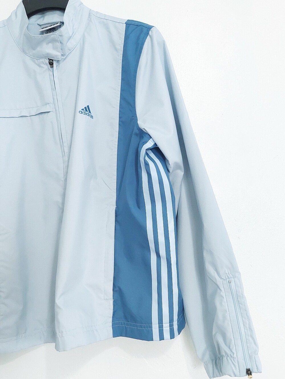 adidas Womens Track Jacket Full Zip Light Blue Windbreaker Y2K Athletic Size M - Picture 14 of 16